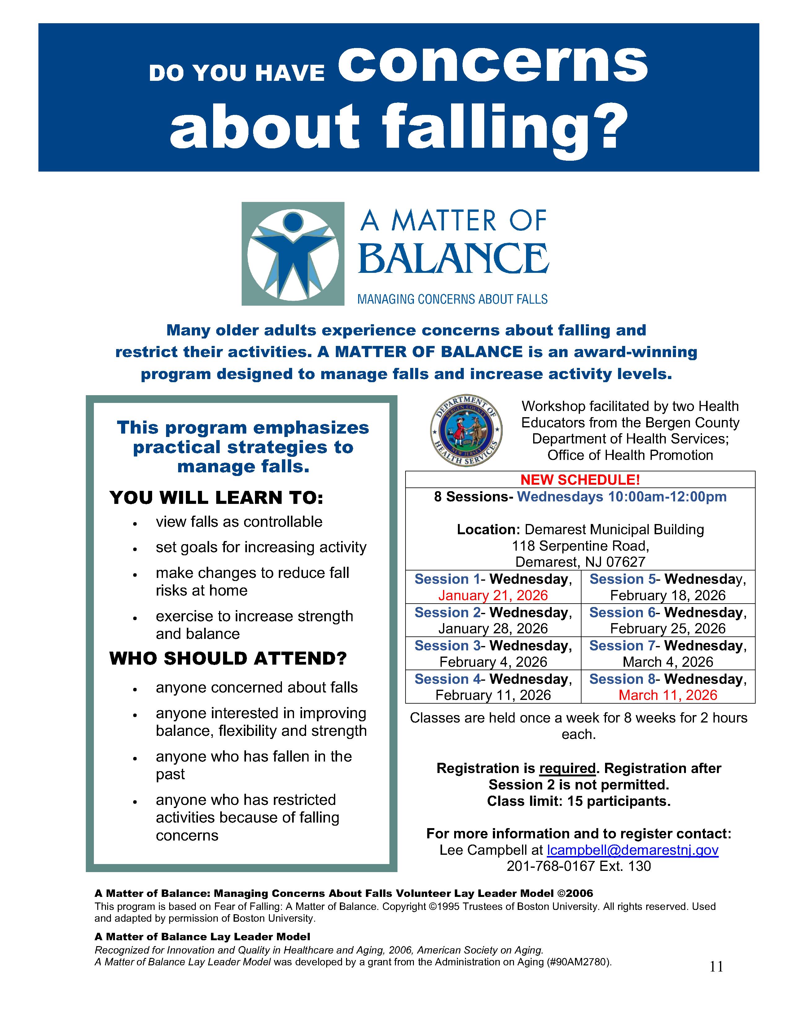 2026 Matter of Balance Demarest