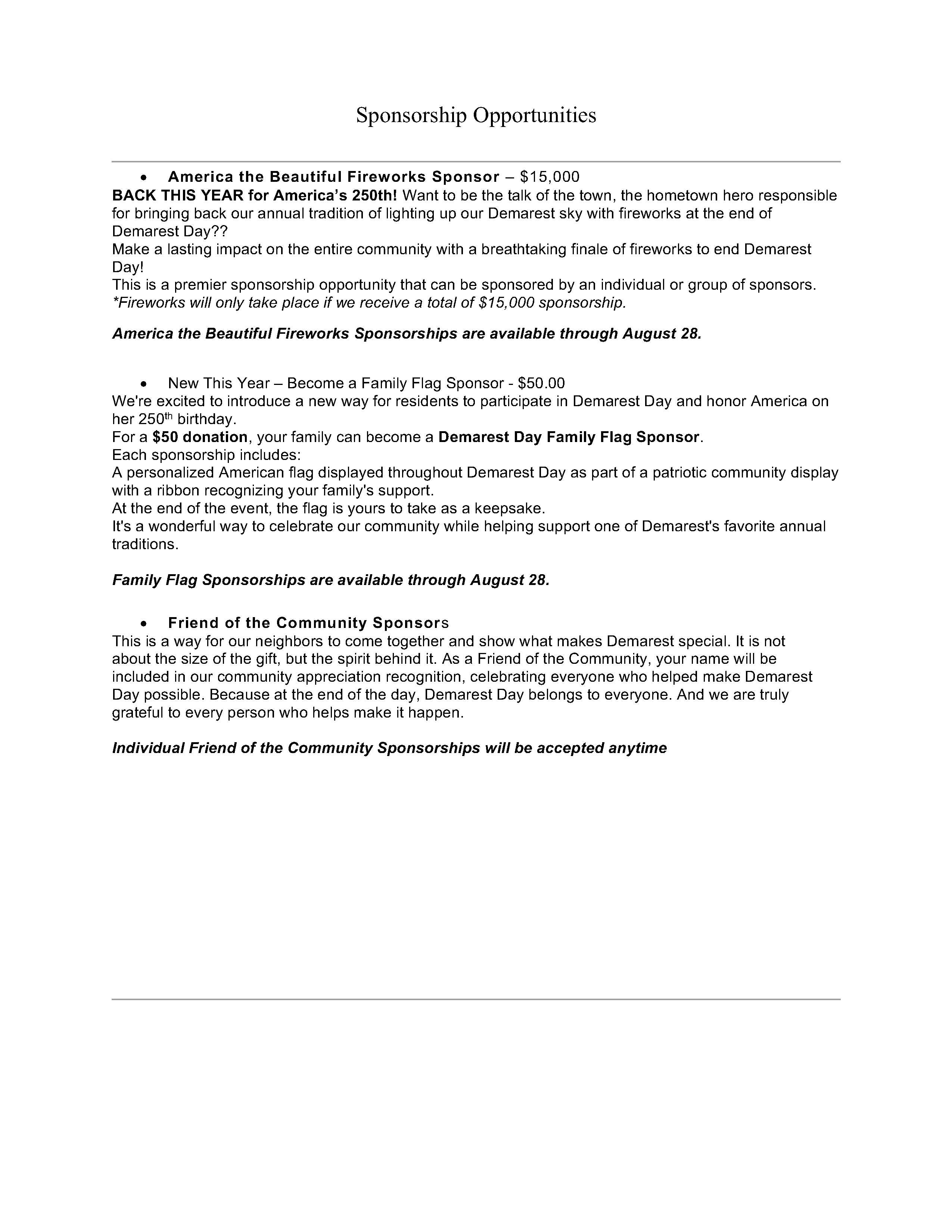 DEMAREST DAY 2026 Sponsorship Form Updated 8.11.26 2